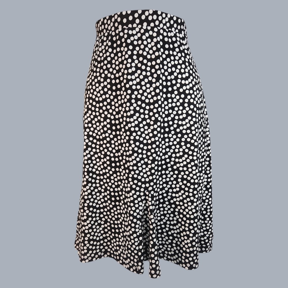 NY Collection Petite Skirt PXL Women's Black White Polka Dot Elastic Waist Knit